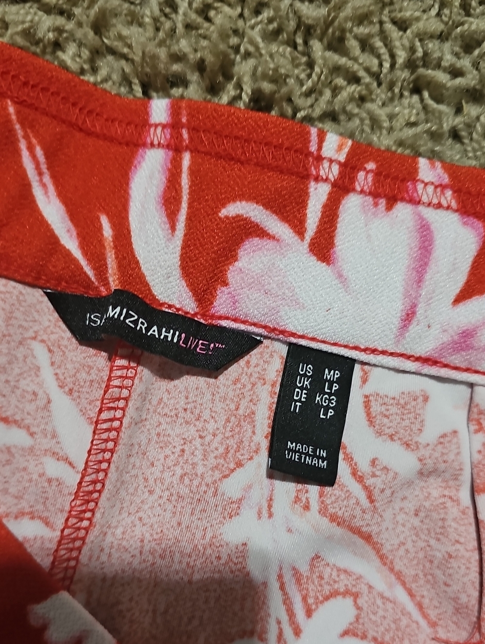 Isaac Mizrahi Live Pants Wide Leg Red Floral Pebble Knit Medium Petite - Picture 4 of 7